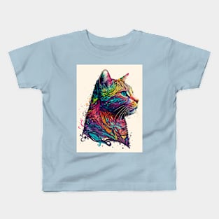 Cat Face Colorful Kids T-Shirt